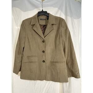 VTG Liz Claiborne Suede Tan Blazer Jacket Women’s Size 12 Hippie Boho Work Y2K
